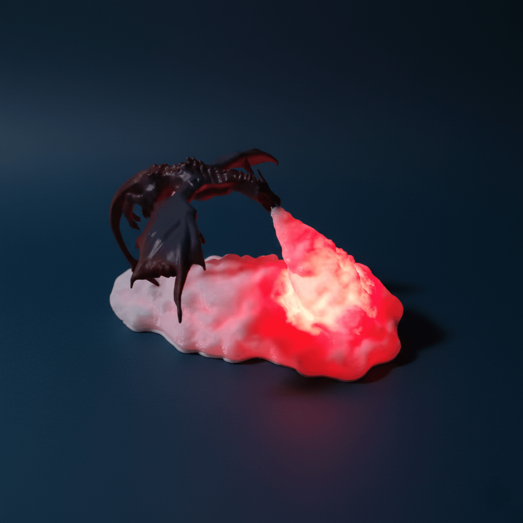 Lampe Dragon Cracheur de Feu - Décoration lumineuse Dark Fantasy - Couleur rouge - Hoonrise