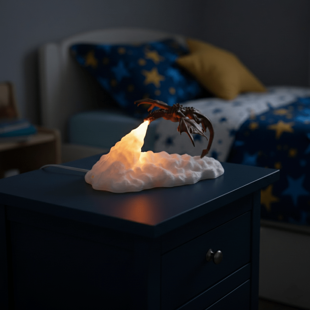 Lampe Dragon Cracheur de Feu - Décoration lumineuse Dark Fantasy - Modes lumineux - Hoonrise