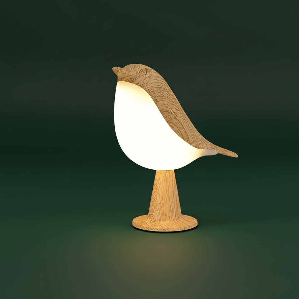 Lampe Oiseau en Bois – Éclairage LED d’Ambiance Naturel - Hoonrise
