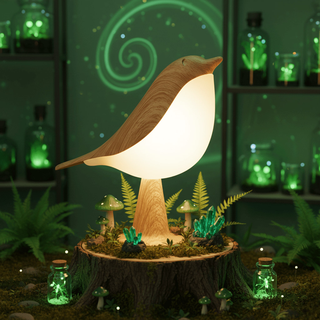 Lampe Oiseau en Bois – Éclairage LED d’Ambiance Naturel - Hoonrise