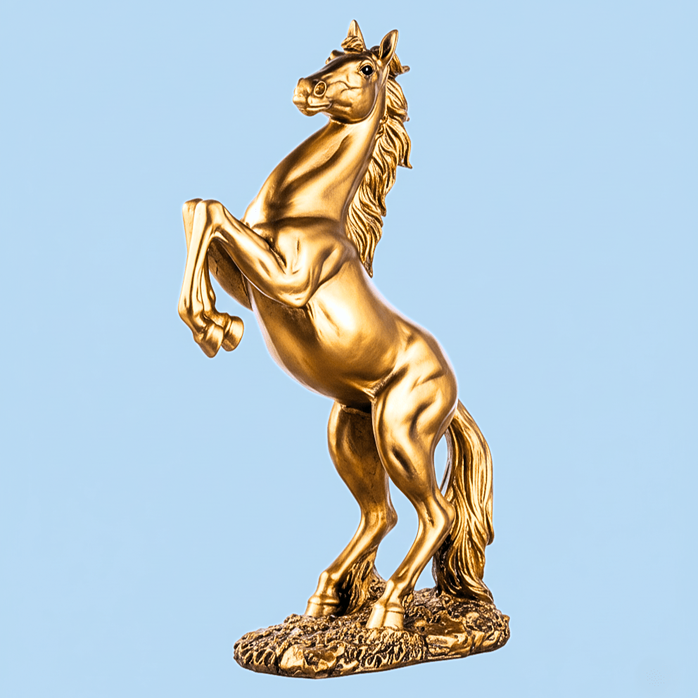 Sculpture Cheval Cabré – Figurine Décorative Fantasy - statue or - Hoonrise